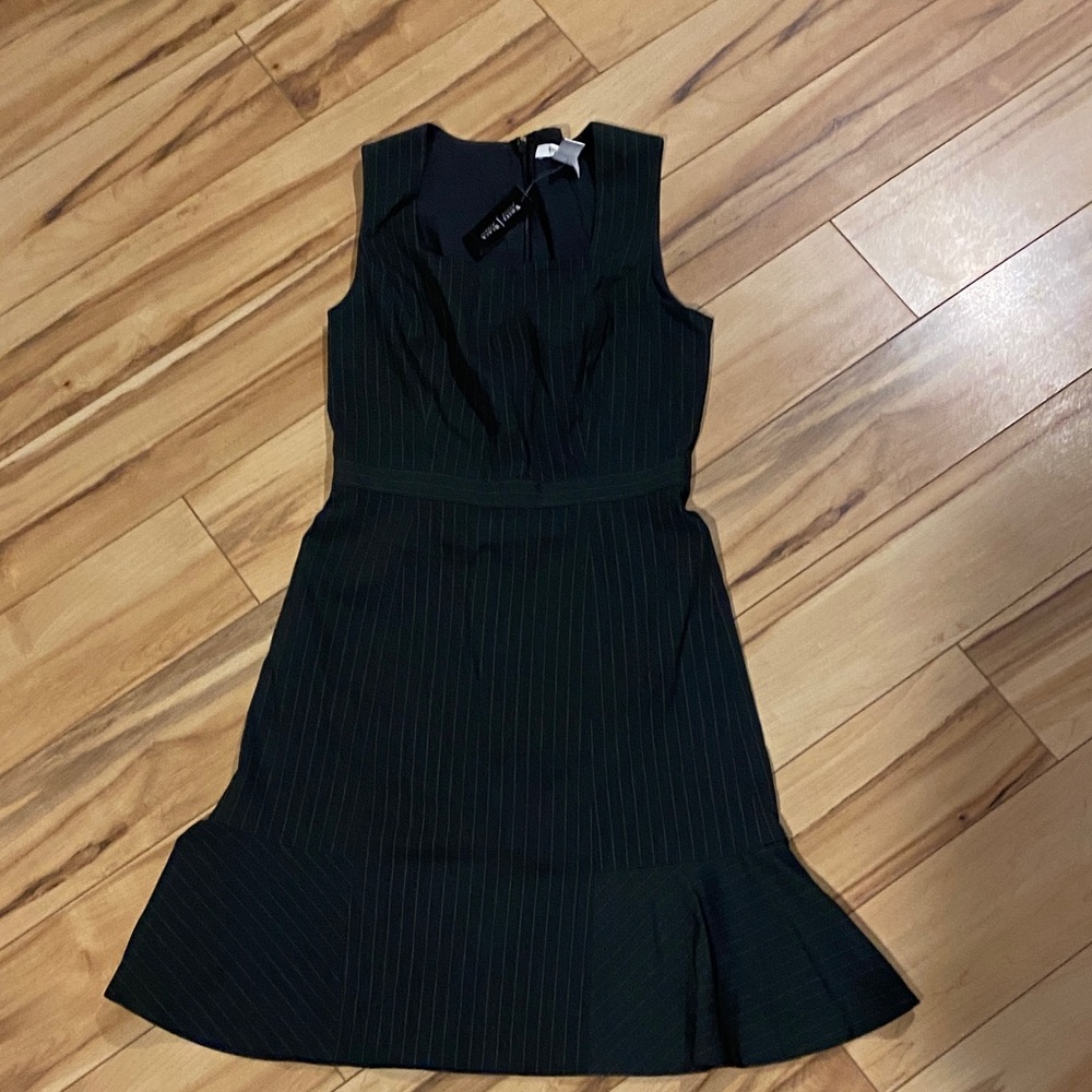 White House Black Market Black/grey Pinstripe Midi Dress